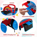 6V 2-Seater Ride On Train with Detachable Carriage, Under-Seat Storage, Whistle & Flashing LED Lights, Trackless Electric Ride On Toy for Kids